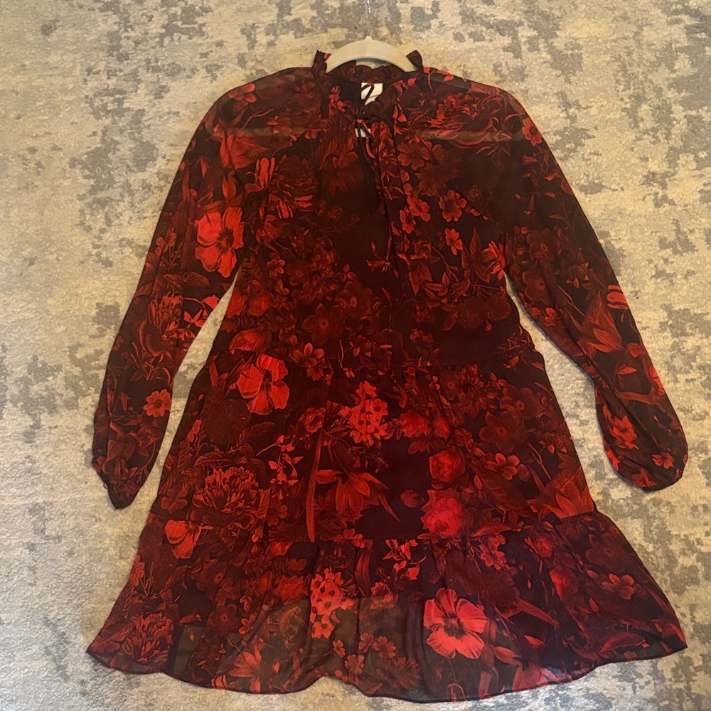 Floral Red Dress